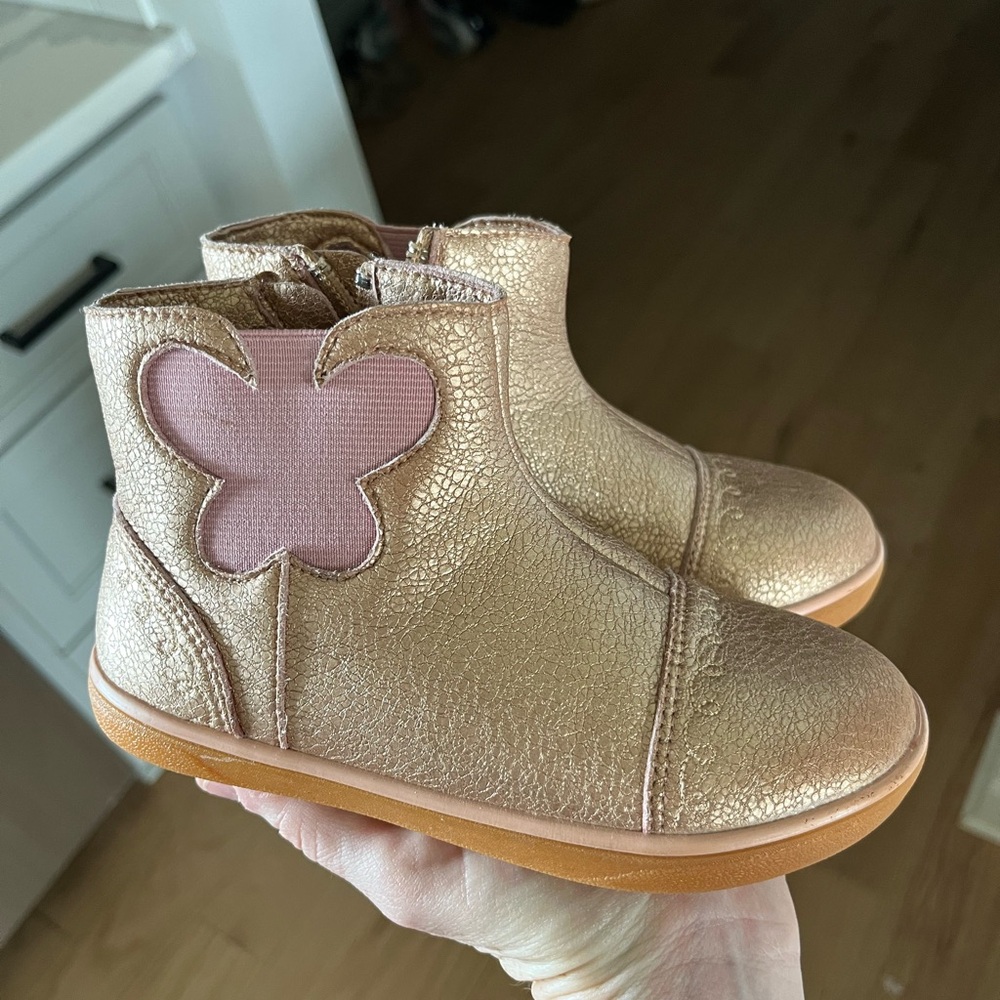 Livie & Luca Gold Pink Butterfly Boots